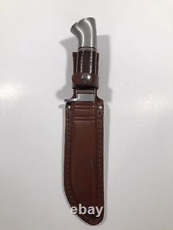 Vintage Western W36 Hunting Knife with Sheath Rare Black Coated Fixed Blade USA