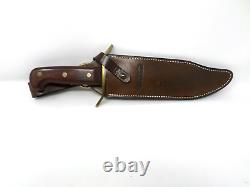 Vintage Western W49 Bowie Hunting Knife USA Wood Handle with Leather Sheath