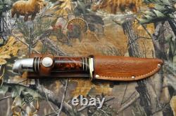 Vintage Western W648B Bird &Fish Knife with Amber Pearl Handle and Sheath