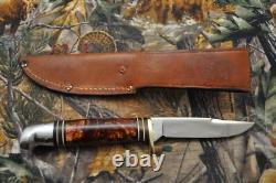 Vintage Western W648B Bird &Fish Knife with Amber Pearl Handle and Sheath