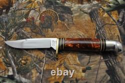 Vintage Western W648B Bird &Fish Knife with Amber Pearl Handle and Sheath