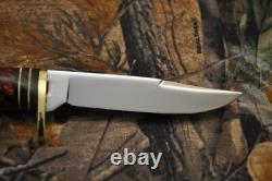 Vintage Western W648B Bird &Fish Knife with Amber Pearl Handle and Sheath