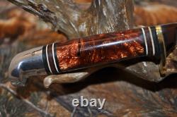 Vintage Western W648B Bird &Fish Knife with Amber Pearl Handle and Sheath