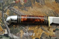Vintage Western W648B Bird &Fish Knife with Amber Pearl Handle and Sheath