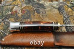 Vintage Western W648B Bird &Fish Knife with Amber Pearl Handle and Sheath