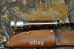 Vintage Western W648B Bird &Fish Knife with Amber Pearl Handle and Sheath