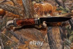 Vintage Western W648B Bird &Fish Knife with Amber Pearl Handle and Sheath