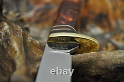 Vintage Western W648B Bird &Fish Knife with Amber Pearl Handle and Sheath