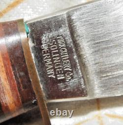 Vintage York Cutlery Hunting Knife Solingen Germany Stag Handle 7 Long