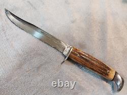 Vintage casexx 1965-69 516-5 stag handle knife with original sheath used