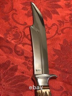 Vintage fixed blade Edge brand 469 Solingen Germany stag Rhino hunting knife