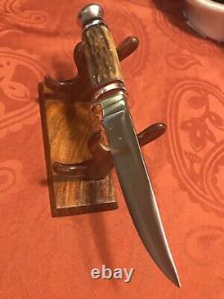 Vintage fixed blade stag Handle German hunting knife. Rare Signal Solingen