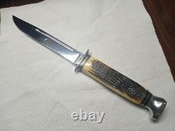 Vintage kabar genuine stag handle knife with orig sheath unused very NICE