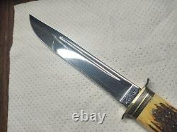 Vintage kabar genuine stag handle knife with orig sheath unused very NICE