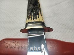 Vintage kabar genuine stag handle knife with orig sheath unused very NICE