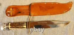 Vintage large Original Bowie Knife stag handle Solingen Germany w sheath