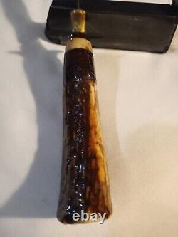 Vintage northwoods Gladstone Mich custom stag knife with sheath very NICE