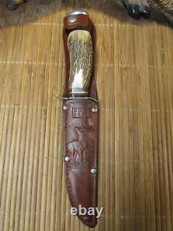 Vintg 1940`s HUNTING KNIFE EDGE BRD. SOLINGER GERMANY (RARE) w STAG HORN HANDLE