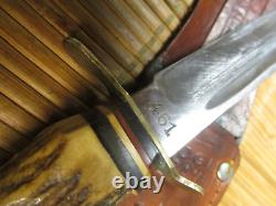 Vintg 1940`s HUNTING KNIFE EDGE BRD. SOLINGER GERMANY (RARE) w STAG HORN HANDLE