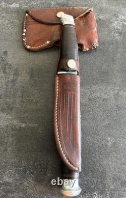 Vtg 1930s Case's Tested XX Hatchet Knife Combo Set Stacked Leather Handle Sheath
