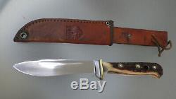 Vtg 1968 PUMA Hunter's Pal Hunting Knife Stag Handle with Tiger Head Sheath #76582