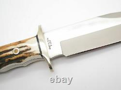 Vtg A. G. Russell 1998 Tak Fukuta Seki Japan AUS8 Stag Fixed Bowie Hunting Knife