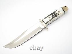 Vtg A. G. Russell 1999 Tak Fukuta Seki Japan Stag Bowie AUS8 Fixed Hunting Knife