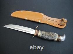 Vtg BONSA SOLINGEN Germany Stag Handle Antique/Rare Hunting Knife + Sheath