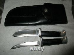 Vtg Buck USA Combo Twin Set Knives 103 118 Hunting Skinning Sheath