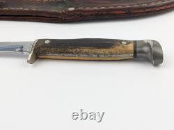 Vtg CASE XX USA M5F Stag Handle Fixed Blade Hunting Knife with Sheath