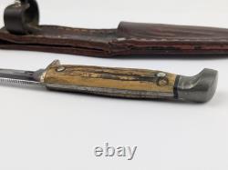 Vtg CASE XX USA M5F Stag Handle Fixed Blade Hunting Knife with Sheath