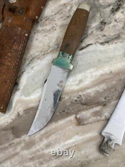 Vtg. Case Tested XX Knife withCase XX Hatchet Set Leather Sheath Walnut Handle