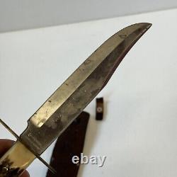 Vtg Compass 852 Original Bowie Knife Bone Handle Hunter Solingen Germany & Case