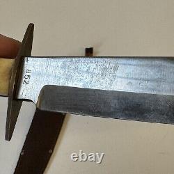 Vtg Compass 852 Original Bowie Knife Bone Handle Hunter Solingen Germany & Case