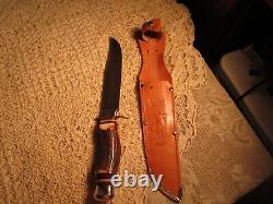 Vtg Edge Mark Solingen German Hunting Knife 10 1/4 With West German Scabbard