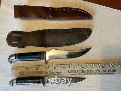 Vtg Estate find hunting knives Schrade Walden 148 & Western Bird/Trout