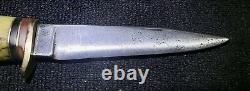 Vtg Geo Westenholm 3 5/8 fixed blade rare stag handle/pommel withsheath knife 30s