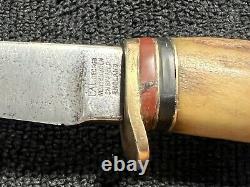 Vtg Geo Westenholm 3 5/8 fixed blade rare stag handle/pommel withsheath knife 30s