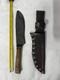 Vtg Hand Made USA Damascus fixed blade hunting knife With Leather Sheath (B12)