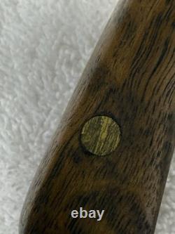 Vtg Hand Made USA Damascus fixed blade hunting knife With Leather Sheath (B12)