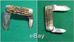 Vtg Hunt Blade Case Brothers Early 1896-1915TOENAILSUNFISHKnife #1 Stag fold