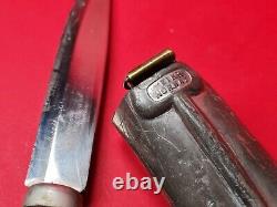 Vtg Old Rare A/s Helle Fabrikker 18/8+ High Carbon Edge Knife & Pewter Sheath