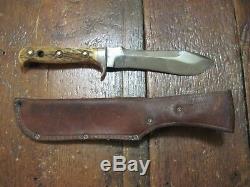 Vtg Puma White Hunter 6377 Fixed Blade Stag Handle Knife Sheath Older One