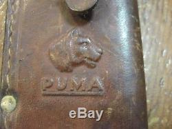 Vtg Puma White Hunter 6377 Fixed Blade Stag Handle Knife Sheath Older One