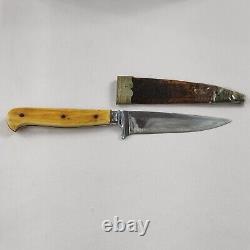 Vtg Rare Rostfrei Soligen Germany Hunting Knife Bone Handle 7.5 w Sheath AWJR