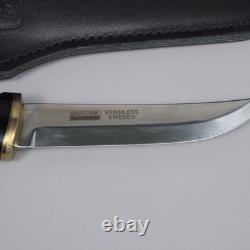 Vtg Sandvik Swedish Stainless Hunting Puukko Knife with Leather Sheath 5 Blade