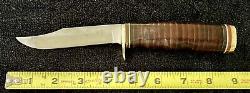 Vtg Schrade Rare 491 4 1/4 fixed blade hunting knife 49'rs series withsheath