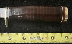 Vtg Schrade Rare 491 4 1/4 fixed blade hunting knife 49'rs series withsheath