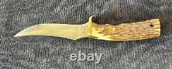 Vtg Schrade USA fixed 5 blade 172UH Wildcat knife withorg sheath minty