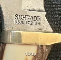 Vtg Schrade USA fixed 5 blade 172UH Wildcat knife withorg sheath minty